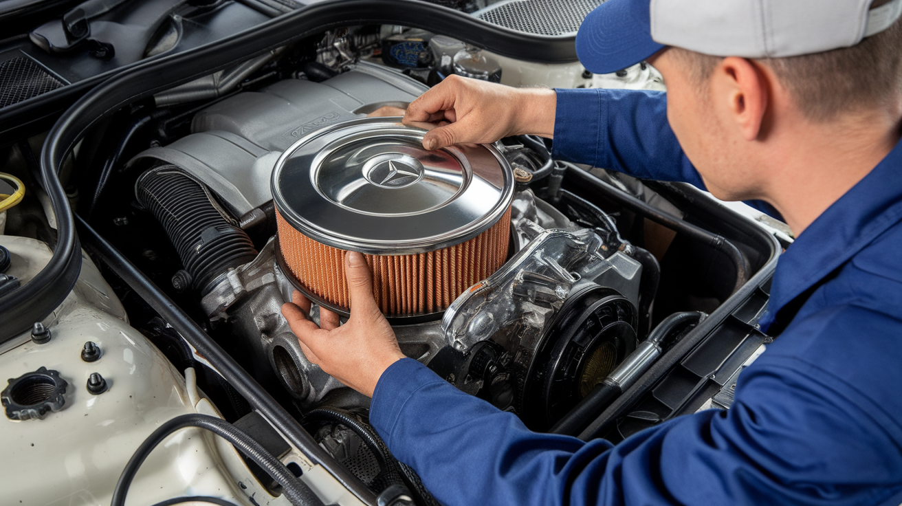 Illustration of a mechanic servicing a transmission beneath a vehicle