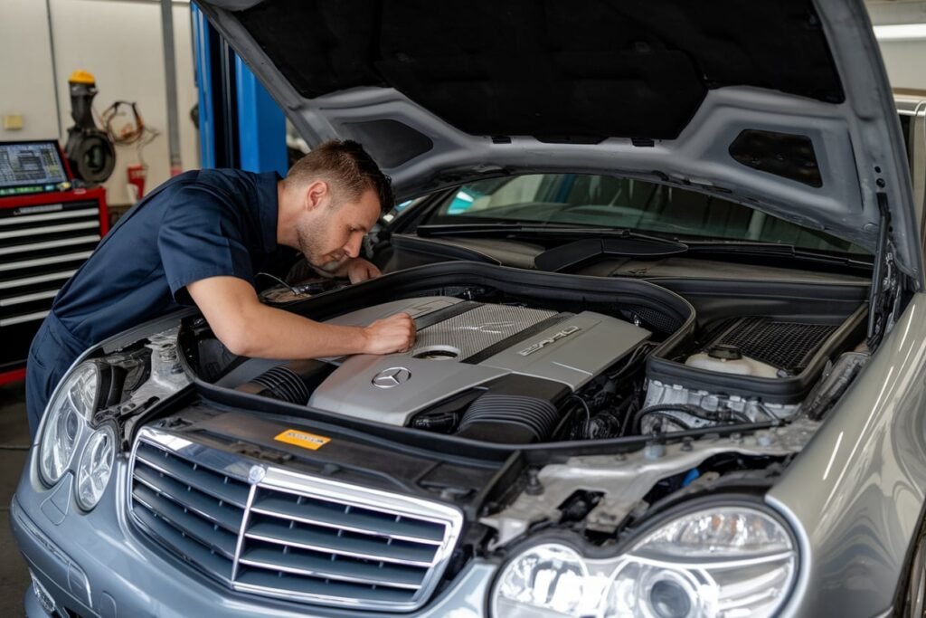 Mercedes E55 oil service Dubai
