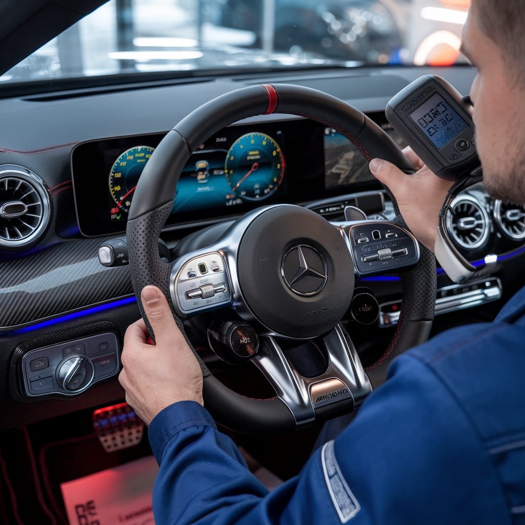 Mercedes-AMG cabin with dashboard and instrument display