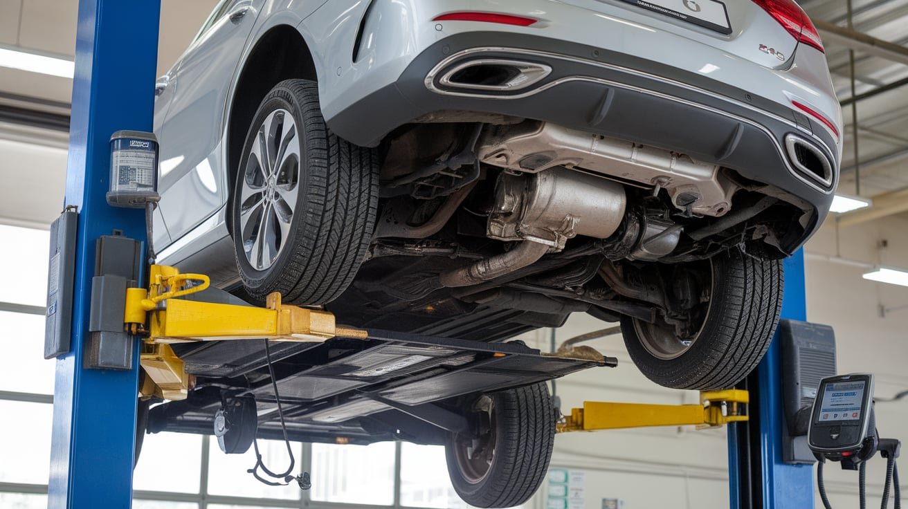 Mercedes high-pressure fuel pump being inspected