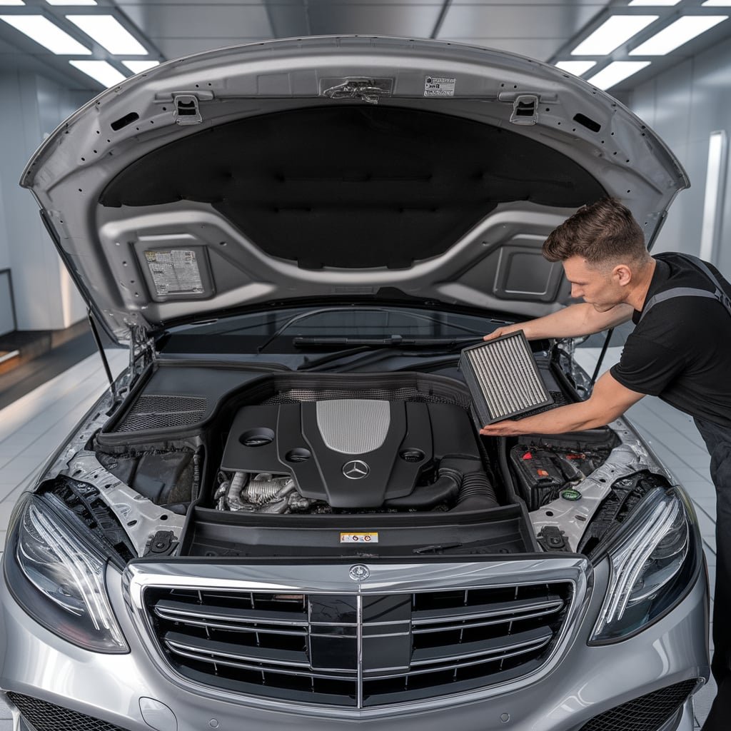Mercedes S550 air filter replacement garage