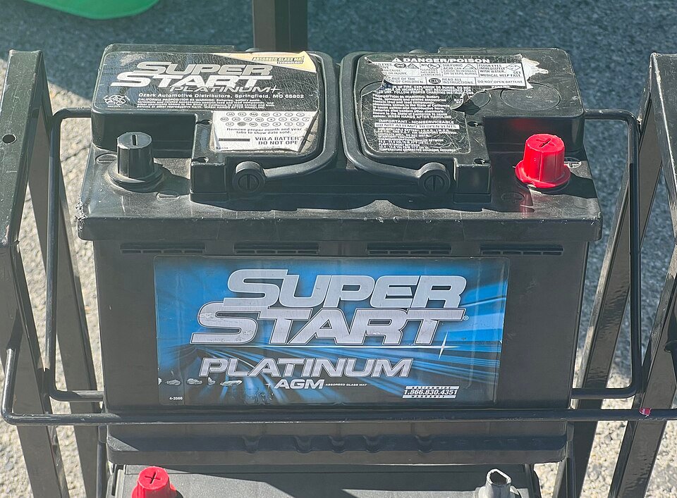Super Start Platinum AGM automotive battery with label and terminals