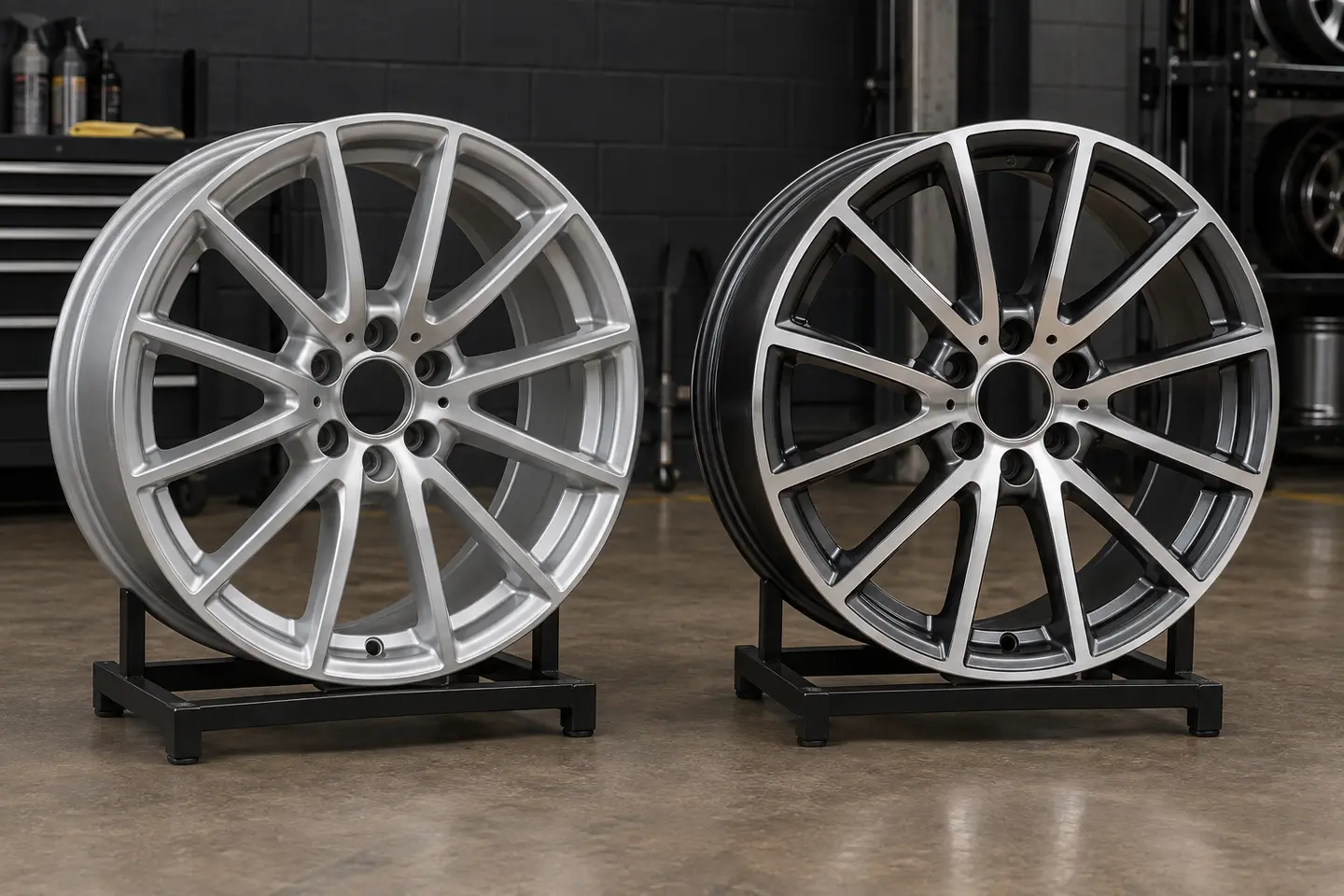 Painted and diamond cut Mercedes alloy wheel finish comparison