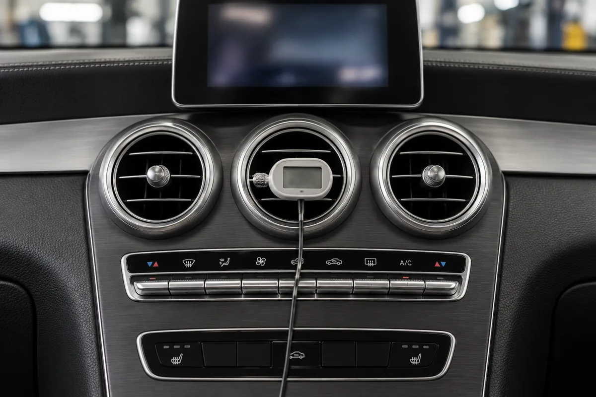 Vent temperature measurement in a parked Mercedes cabin