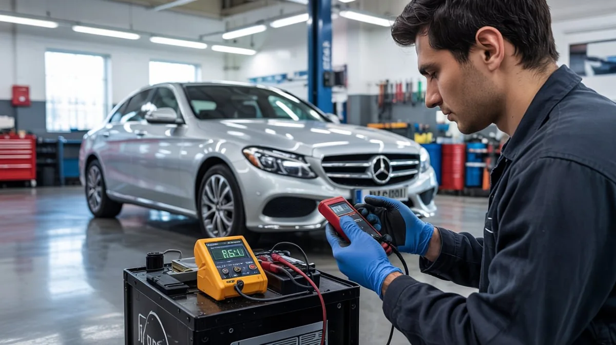 Mercedes C300 in a workshop