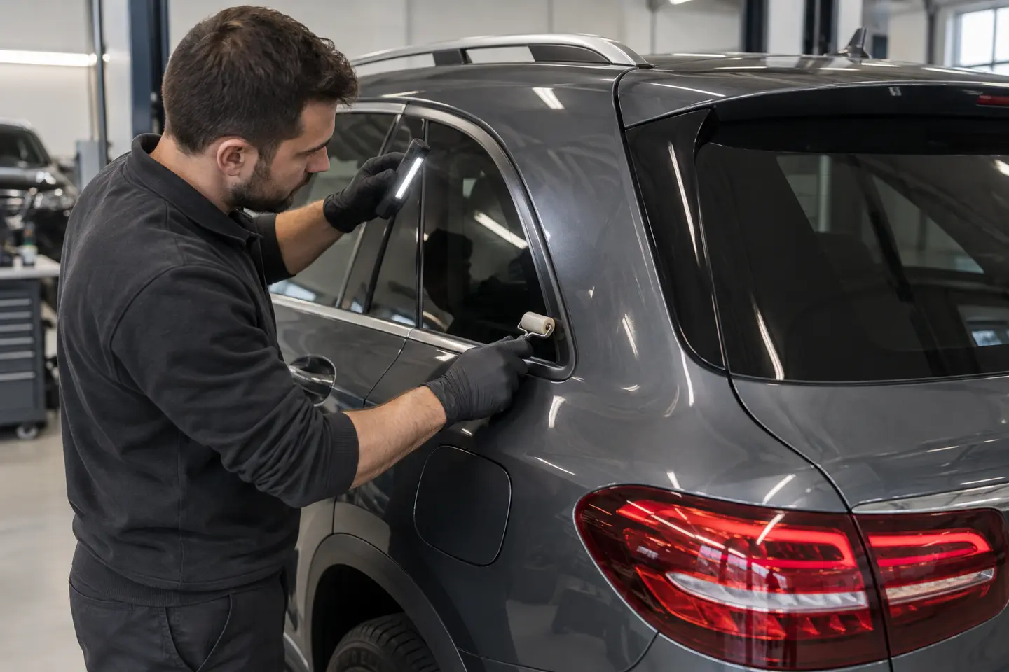Mercedes quarter window seal inspection after glass fitting